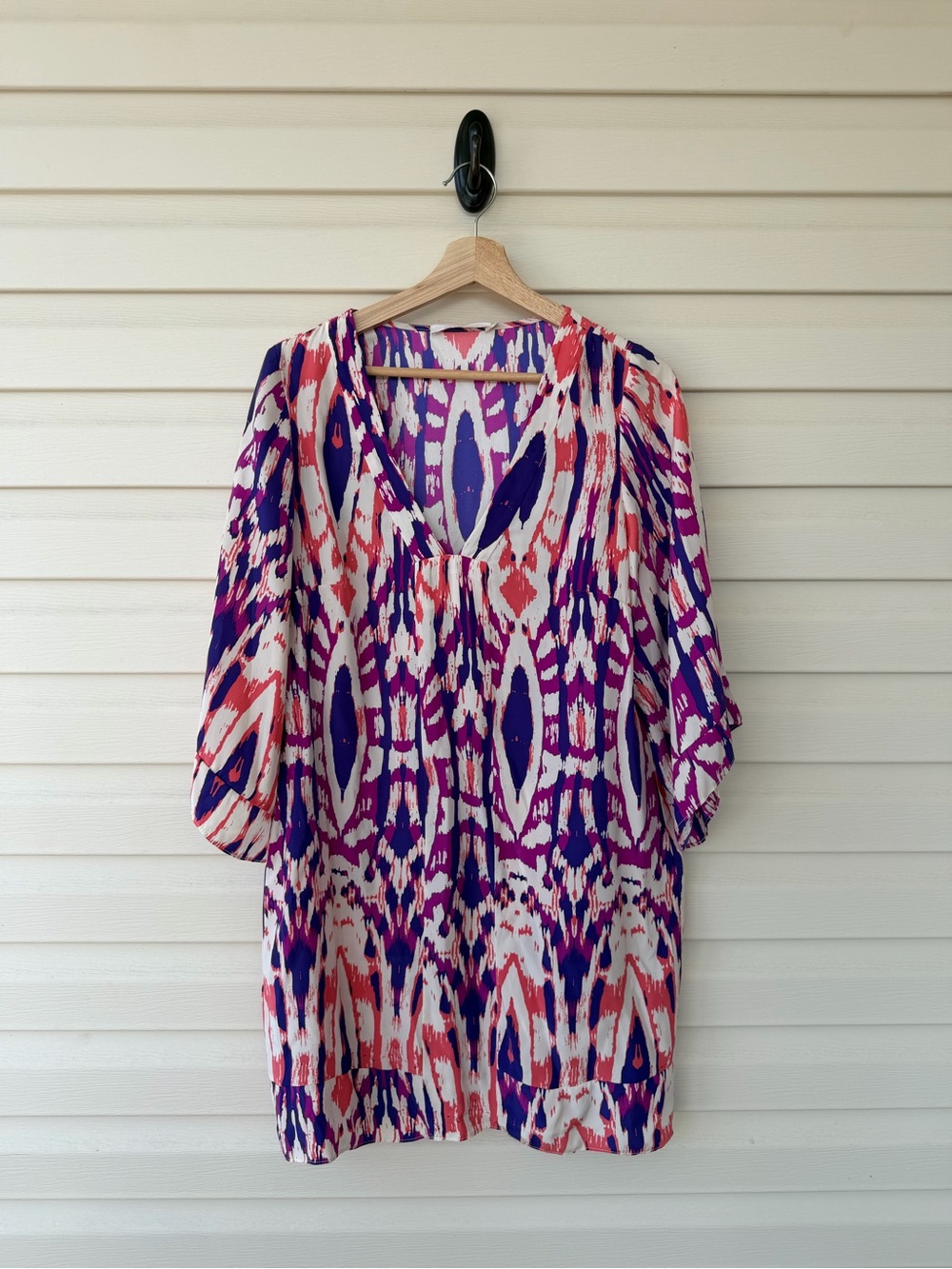 Alice & Trixie Purple, Pink & White Ikat Print Tunic Dress